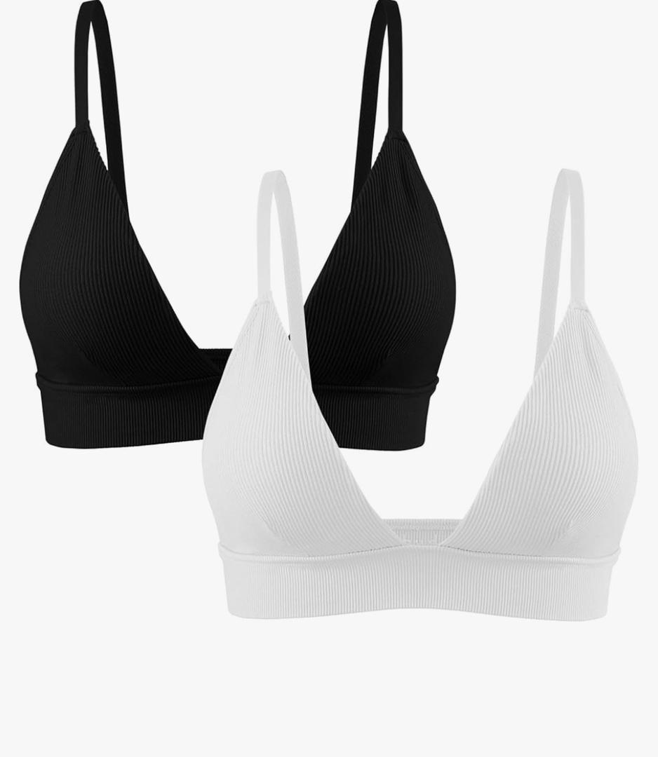 Seamless Padded Bra Wireless Triangle Plunge Cami Bra Adjustable Spaghetti Strap , Size L Seamless Padded Bra Wireless Triangle Plunge Cami Bra Adjustable Spaghetti Strap , Size L