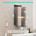 Stainless Steel LED Lights Shower Niche 12"x24" - No Tile Needed Double Shelves Recessed Wall Niche for Bathroom Storage, Brushed, W12" x H24"