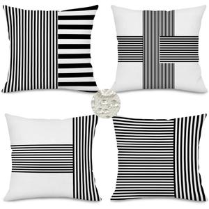 Fukeen Black and White Patchwork Farmhouse Pillow Covers 18x18 Inch Pack of 4 Striped Linen Decorative Modern Accent Pillow Cases for Sofa Couch Bedroom Fukeen Black and White Patchwork Farmhouse Pillow Covers 18x18 Inch Pack of 4 Striped Linen Decorative Modern Accent Pillow Cases for Sofa Couch Bedroom