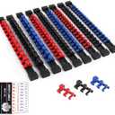 SWANLAKE 9-Piece Premium Socket Holder Organizer Set, 1/4-Inch x 48 Clips, 3/8-Inch x 45 Clips, 1/2-Inch x 36 Clips, Premium Quality Socket Clip Rail Holder