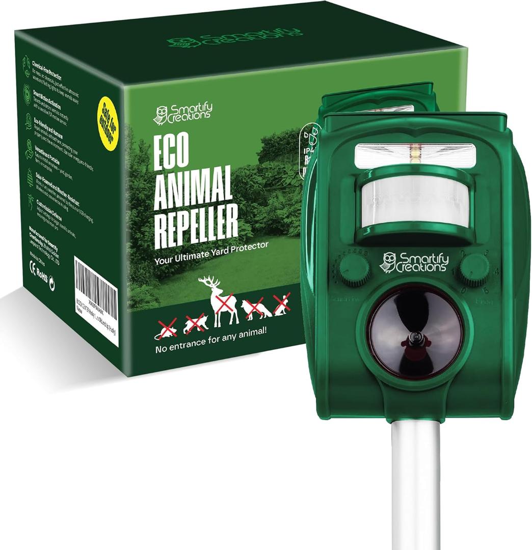 New 2026 Solar Deer Repellent Device Outdoor Solar Animal Repeller for Outside Rainproof Solar Rodent Repellent Outdoor Animal Deterrent for Deers, Cats, Dogs, Mice, Birds
