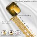 fastgo Beaded Bracelet Band Compatible with Apple Watch Bands 41mm/40mm/38mm/44mm/45mm/42mm/49mm Women, Natural Pearl Beaded Elastic Strap for Iwatch Bands(Gold)