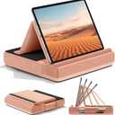 KDD Tablet Pillow Stand, Multi-Angle Viewing Ipad Holder for Lap, Bed and Desk, Foldable Soft Pad Dock with Stylus Mount Compatible with Ipad Pro 12.9, 10.5, 11, Air, Mini, Phones, Books, E-Reader