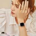 Lenrao Thin Stainless Steel Bands Compatible with Apple Watch 38mm 40mm 41mm 42mm 44mm 45mm 46mm for Women, Metal Straps for iWatch Series 11 10 9 8 7 6 5 4 3 2 1 SE