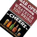 VSIIKO Bar Open and Cheers Funny Metal Tin Sign Home Bar Signs for Man Cave Coffee Small Vintage Wall Decor for Men 8x12 Inch2pcs