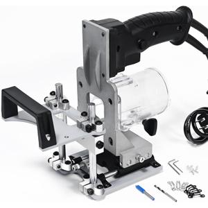 Mortise and Tenon Jig Tools for Woodworking Routers, Tenon Cutter, Mefape Manual Mortising Machine, Invisible Slotting Machine Jig Stand, 3-Axis Guide Rail for Adjust Trimming Length and Width