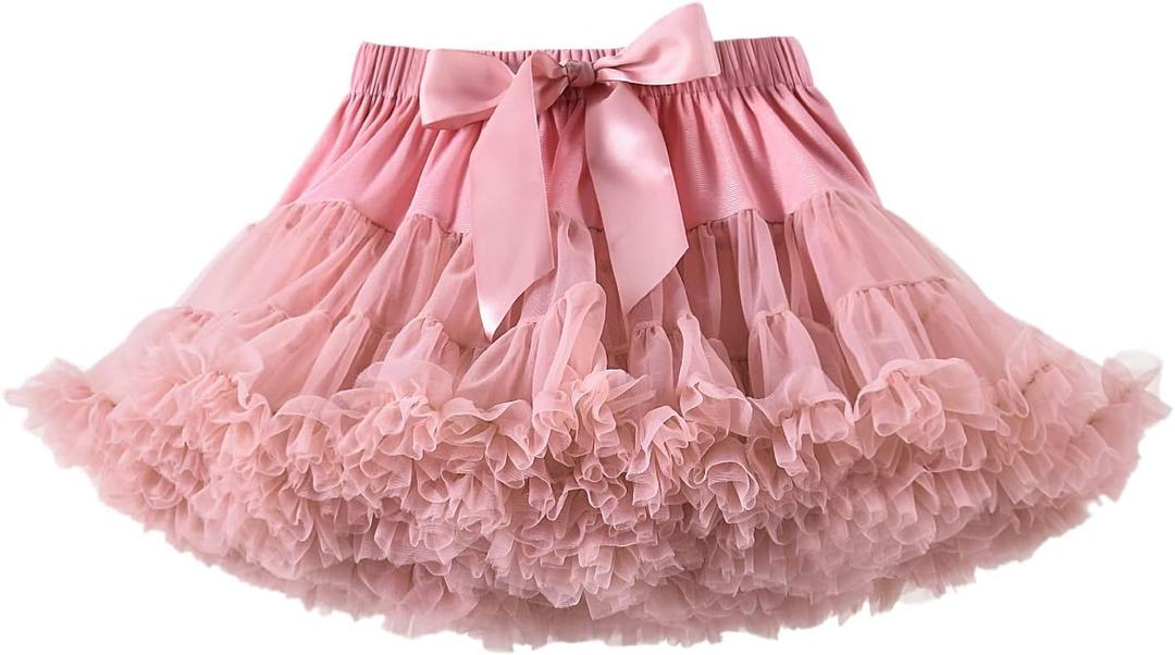 Tutu.kk Baby Girls Tutu Skirt Princess Fluffy Soft Tulle Ballet Birthday Party Pettiskirt (6-8 Years, Beansand)