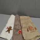 3 Pcs Christmas Gingerbread Man Hand Towels Farmhouse Gingerbread House Embroidered Brown Decorative Towels for Bathroom Kitchen Decor Winter Set, 100% Cotton, 13.4 x 29''