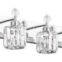 PRESDE Crystal 5-Light Vanity Light for BathroomChrom Modern Bathroom Lights Fixtures Over Mirror (Chrome)