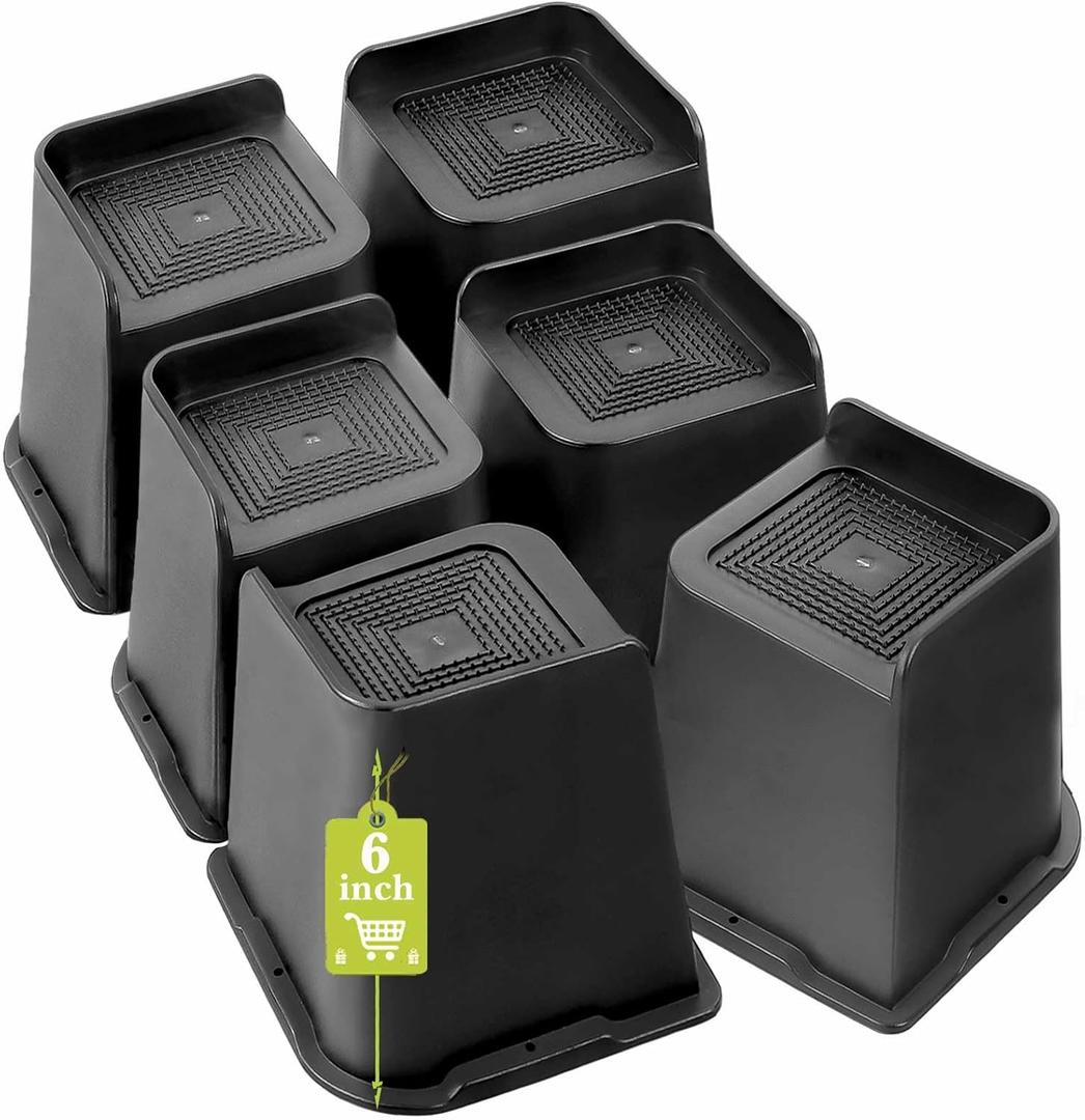 Yookwutar Bed Risers 2 inch, 3 inch, 4 inch, 6 inch, 8 inch Heavy Duty, Oversized Furniture Riser for Couch Sofa Table Chair Leg Frame Dorm, Support up to 6000 Lbs (Black 6 Pack, 6 inch)