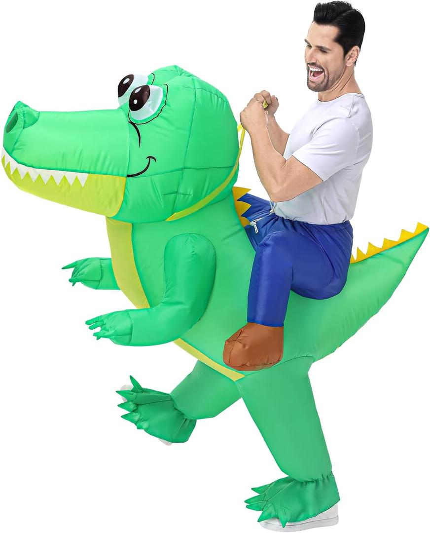 Inflatable Crocodile Costume for Adults - Funny Blow-Up Halloween Costume, Ride-on Alligator Costume for Women Men Halloween,Christmas Cosplay Party