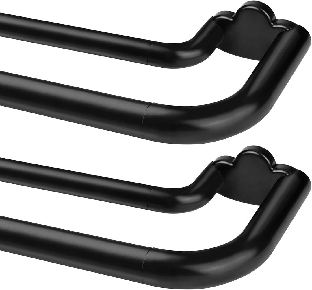 Double Curtain Rods 2 Pack 48 to 84 Inches, HOTOZON Blackout Double Curtain Rods for Windows 36 to 80 Inches (3-6.6 ft), 6/8 Inches Wrap Around Room Darkening Telescoping Drapery Rod, Black