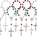 Juvale 24 Pack Small Catholic Rosary Bracelet for Women and Men - Prayer Beads for Baptism Christening, Prayer Room, Altar, Bulk Pack (8 Colors & Crucifix Designs) - Rosary Beads Bracelet