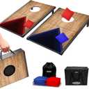 Portable Cornhole Board Set 24"x15", Foldable Wooden Travel Size Corn Hole Game Sets, Incl 2 Boards 8 Canvas Bean Bags, Indoor & Outdoor Lawn Toss Games Activity, for Kids Teens & Adults