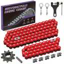 420 Chain 42 and 90 Links Kits Replacement for Coleman Mini Bike BT200X CT200U CT200U-EX Baja Warrior Massimo MB200 MB165 196cc Predator 212cc 200cc 6.5hp Parts Red with Mini Bike Sprocket 10T