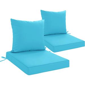 24x24 Inch Outdoor Cushions for Patio Furniture Set of 2, Waterproof Outdoor Chair Cushions w/Fade-Resistant, Removable & Machine-Washable Covers, Deep Seat Sofa/Couch Pad Replacement, Teal