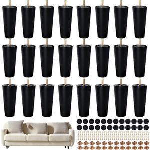 FabricJoy 24 Pack 8 Inch Plastic Furniture Legs Replacement Couch Legs Chair Feet Dresser Sofa Table Cabinet Bed Furniture Feet with M8 T-Nuts Screws Tapered for Home DIY Projects