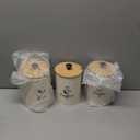 3 Pack Kitchen Canisters with Bamboo Lids, Metal Canister Set for the Kitchen Counter, Airtight Coffee Container Tea Organizer & Sugar Canister, Rustic Kitchen Decor Containers-Beige