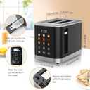 Touch screen Toaster 2 Slice Digital Timer Toasters with 6 Bread Types & 6 Shade Settings, Smart Extra Wide Slots Toaster with Bagel Defrost Reheat Cancel Function