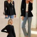 GRACE KARIN Long Sleeve Cardigan Sweaters for Women, Button Up Knit Blazer, Lightweight Business Casual Peplum Tops (Small, Black)