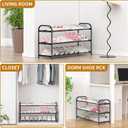Hleelomi 3-Tier Expandable Shoe Rack,Adjustable Shoe Shelf Storage Organizer Heavy Duty Metal Free Standing Shoe Rack for Entryway, Closet,Living Room,Dorm,Black