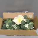 Der Rose 2 Pcs 13FT Artificial Floral Garland, Flower Eucalyptus Spring Garland with Champagne Rose, Faux Flower Vine for Wedding Decor Arch Backdrop & Table Decor