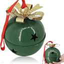 Christmas Large Jingle Bells, 6 inch Jumbo Christmas Decorative Bells for Tree Mantel Indoor Outdoor Metal (Green)