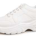 LUCKY STEP Women Chunky Platform Dad Colorblock White Neon Green Fuchsia Hologram Silver Casual Lace-Up Walking Sneakers (8.5)