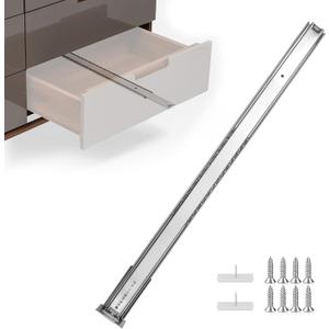 homdiy 2 Pcs Bottom Mount Centered Drawer Slides for Cabinet and Dresser 20 Inch Heavy Duty Center Mount Drawer Rails 3/4 Extension Glide Track
