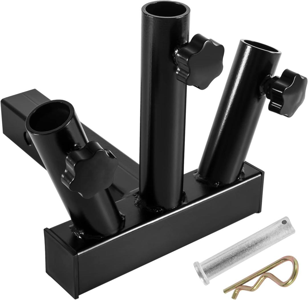 Universal Hitch Mount 4 Flag Pole Holder for Jeep SUV RV Pickup Car Truck Camper Trailer with Standard 2 inch Hitch Receivers Bracket with Anti-Wobble Screw (Black 4 Flagpoles)