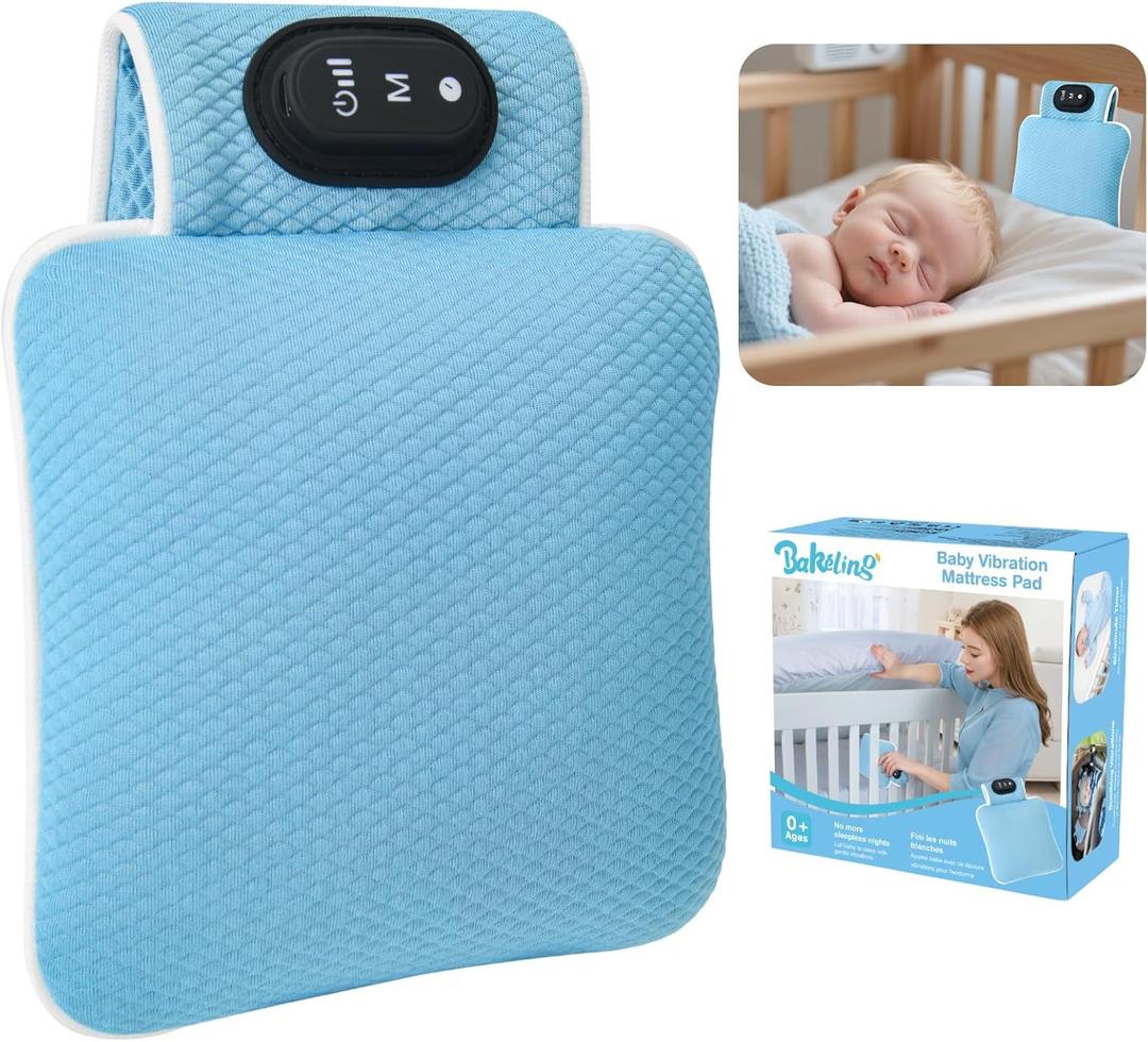 Baby Vibrating Sleep Soother, Baby Sleep Aid, Newborn Soothers for Help Sleeping, 3 Adjustable Vibration Modes, 90 Min Timer, Newborn Vibrations Mattress Pad for Home & Travel, Use for Crib & Stroller (Blue)