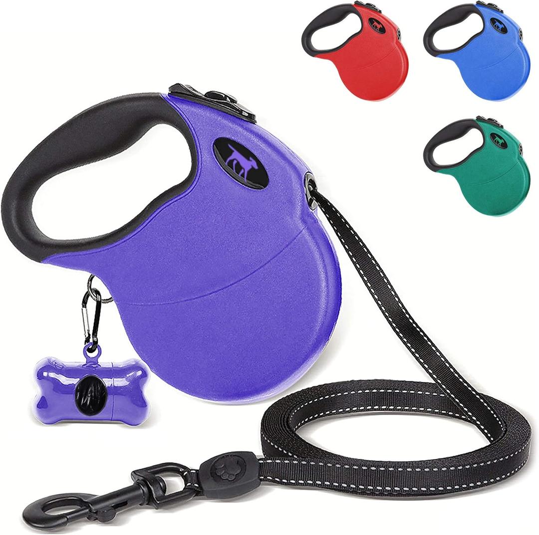 Tuff Pupper Heavy Duty Retractable Dog Leash | 16 ft Dog Leash with Reflective Stitching for Nighttime Safety | One Button Lock and Release | Comfortable Hand Grip | for Dogs Up to 120 lbs (X-Large, Ultra Violet)