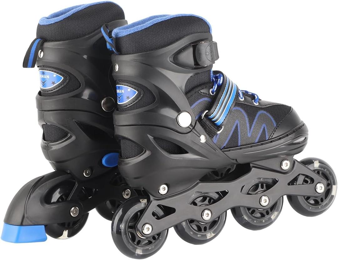 Inline Skates Adjustable Fitness Roller Temples for Adults Kids Beginners Unisex Black Blue Pink Red Size S M L (Blue #93)