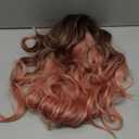 NAYOO Long Wavy Wigs for Women Middle Part Ombre Pink Wig with Dark Roots Synthetic Heat Resistant Fiber Women Wigs for Daily Party Use (Pink)