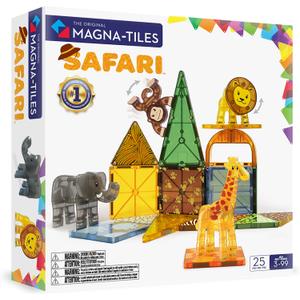 MAGNA-TILES Safari Animals 25-Piece Magnetic Construction Set, The ORIGINAL Magnetic Building Brand