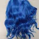 Blue Short Wigs Wavy Hair Wig Bangs Women Natural Halloween Party Use(Dark blue)