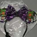 A Miaow Halloween Mouse Ears Headband Pumpkin Ghost Skull Poison Apple Hair Hoop Sparkly Bow Headpiece Costume for Women (Poison Apple and Purple)