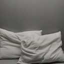 Flat Ultra Thin Bed Pillows Standard Size Pillow Set of 2 Extra Soft Down Alternative for Stomach Back Sleeper White 20x26inches