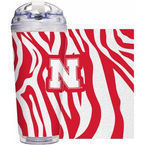 Rico Industries NCAA Glitter 24oz Acrylic Glitter Tumbler with Hinged Lid, Officially Licensed Double Wall Tumbler with Straw