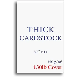 Extra Heavy Duty 130lb Cover Cardstock - Legal Size 8-1/2" x 14" Bright White - 350gsm 17pt Thick Paper for Inkjet & Laser Printers - 100 Sheet Pack