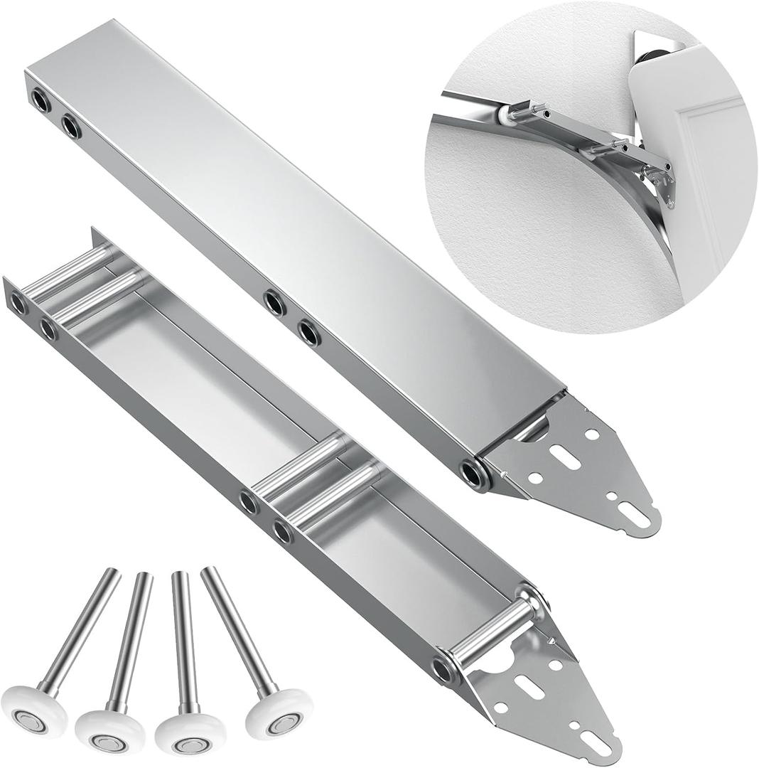 1 Pair Garage Door Quick Turn Top Fixture Brackets with 4 Nylon Rollers, Heavy-Duty Steel Hardware for Low Headroom Garages, Improved Reinforced Packaging, Rust-Resistant & Ultra-Quiet Operation