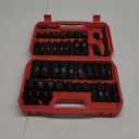 LLNDEI 3/8" Drive Impact Socket Set SAE and Metric (5/16"- 3/4", 8-22mm) 48pcs, CR-V Steel, 6 Point Sockets, Extension Bar (3-in, 6-in), 1/2"F to 3/8"M Reducer Universal Joint