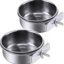PINVNBY Parrot Feeding Cups Birds Food Dish Stainless Steel Parrot Feeders Water Cage Bowls with Clamp Holder for Cockatiel Conure Budgies Parakeet Parrot Macaw Small Animal Chinchilla Pack of 2