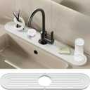 Faucet Mat for Kitchen Sink,Stone Drying Mat for Kitchen Counter- 18'' Long Wider Diatomite Fast Drying Stone Sink Tray, Super Absorbent, Prevents Moisture Buildup (17.7" x 3.9", White)