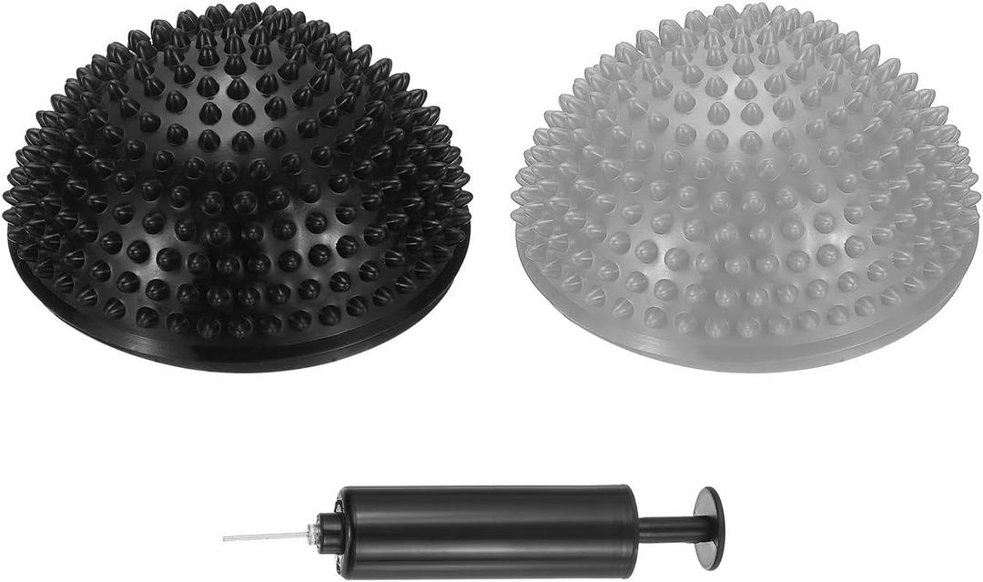 PATIKIL Half Spiky Domes Balance Pods Balance Trainer Dots with Hand Pump for Core Body (Silver/Black)