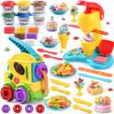 PLAY 2 in 1 Color Dough Kitchen Creations Set, Ice Cream Noodle Maker Color Dough Sets for Kids Ages 4-8, Kitchen Food Toys for Boys Girls Kids Toddlers Ages 3+, with 18 oz Multicolor Clay (Yellowish Purple)