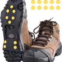 TRIWONDER Ice Cleats for Shoes and Boots Anti Slip Ice Grips Snow Crampons Traction Cleats Hiking Fishing Walking Gear (Large, 01 Black - 10 Studs)