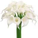 30Pack Real Touch PU Latex Artificial Calla Lily Flowers for Wedding Party and Home Decor-White
