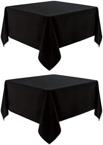 Utopia Kitchen 2 Pack Rectangle Table Cloth [54x78 Inches, Black] Stain and Wrinkle Resistant Tablecloth Washable Polyester Cover for Dining, Buffet Parties, Picnic and Weddings
