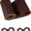 BELINOUS Leather Steering Wheel Cover Lace Up, Stitch on Steering Wheel Wrap, Universal Fit 13-20 Inch Car Truck Pickup Boat, A Whole Piece of Cowhide, DIY w/Needle Thread (Size L2, Coffee)